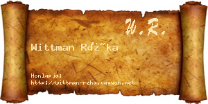 Wittman Réka névjegykártya
